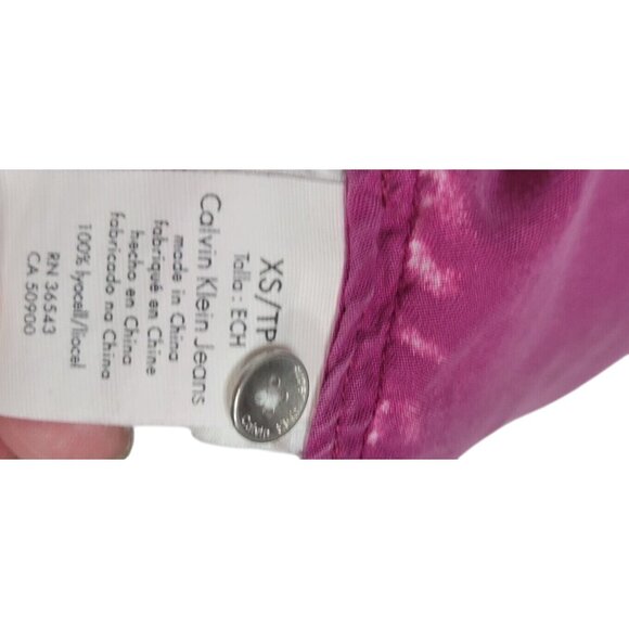 Calvin Klein Jeans XS Purple Tie-Dye Button-Up Shirt Long Sleeve Womens Casual T - Picture 6 of 6